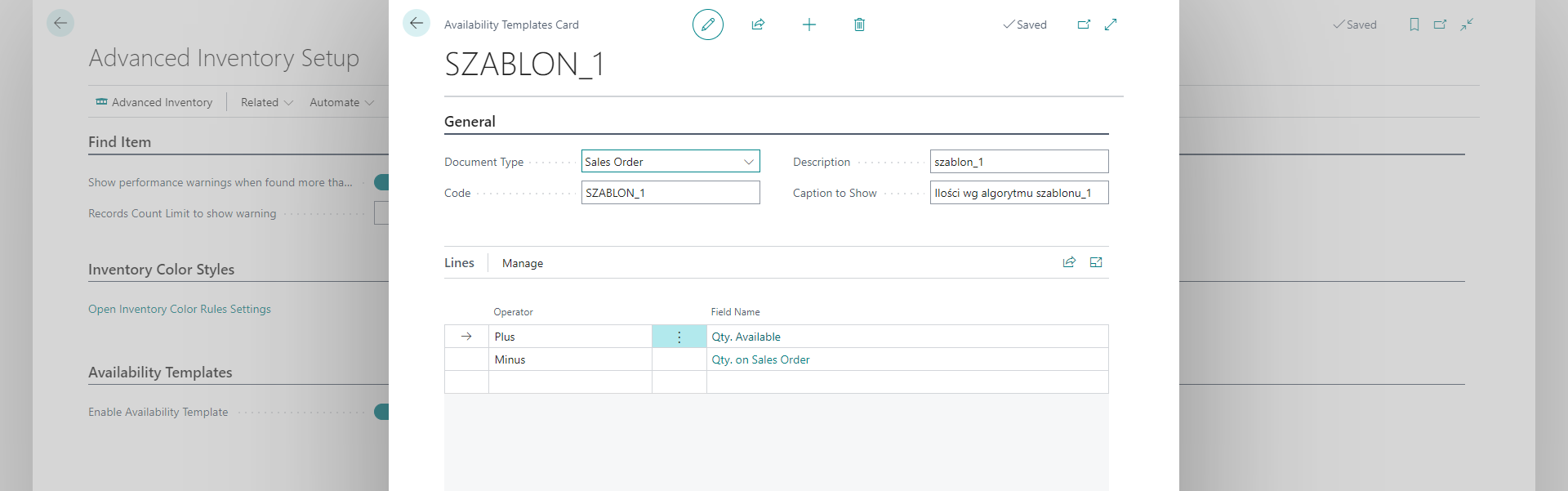 Availability Template Card