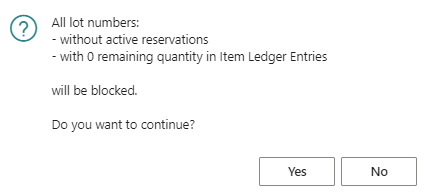 Blocking Not Used Lot Numbers