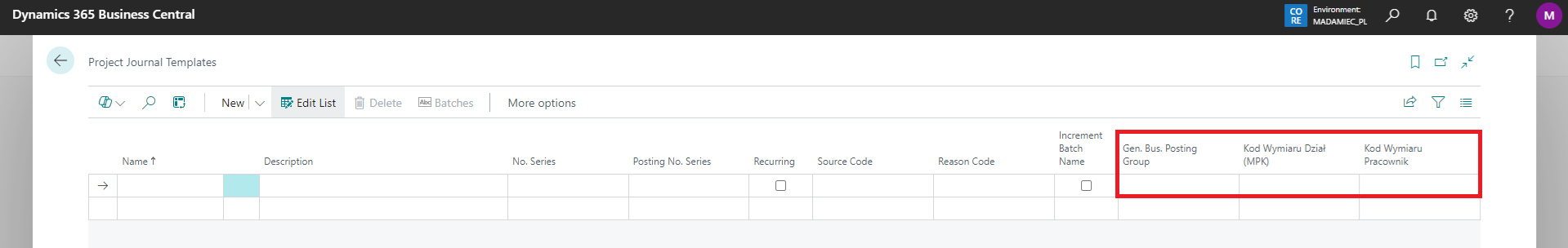Project Journal templates with default values