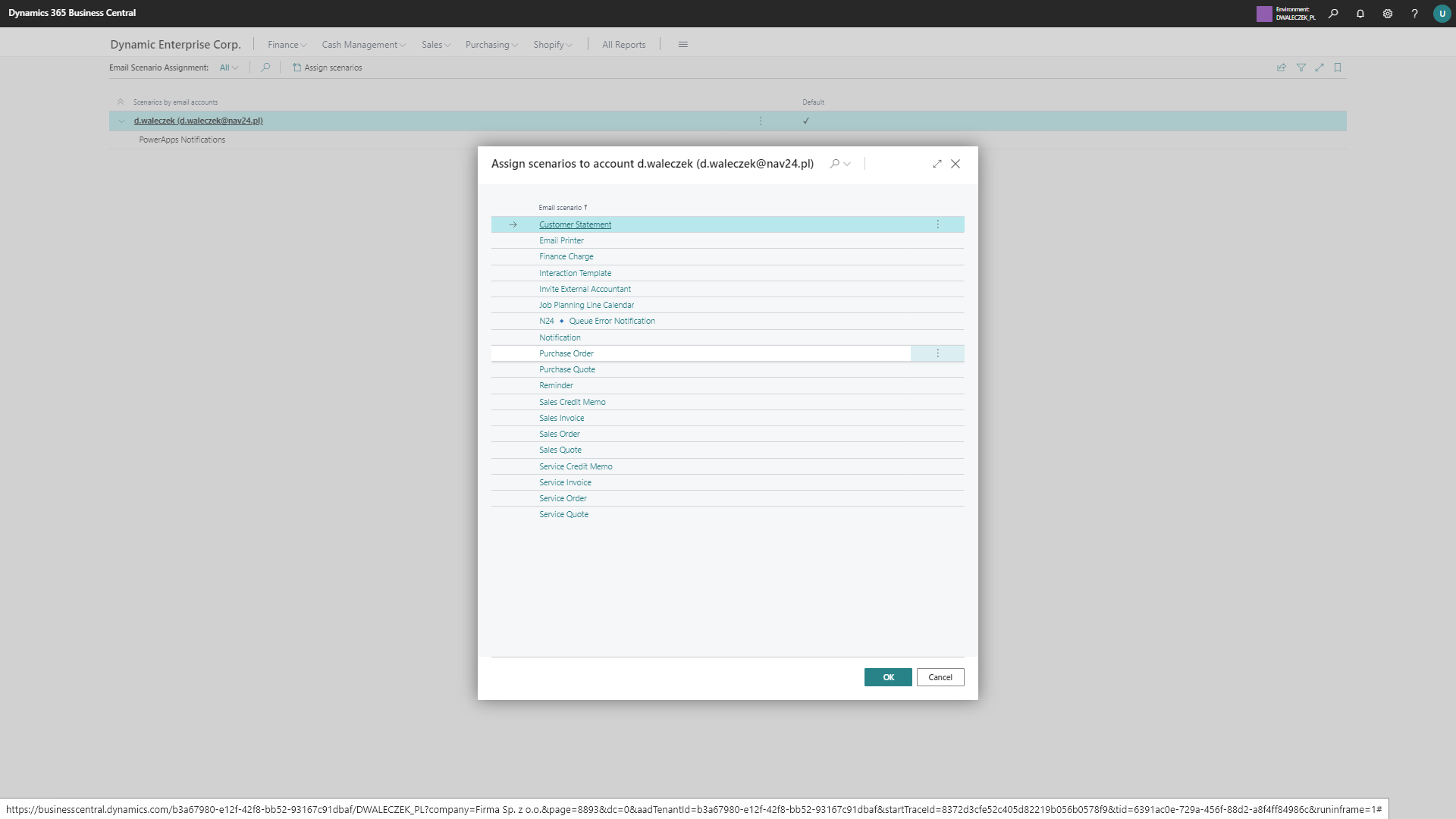 Email Scenarios Assign Scenario