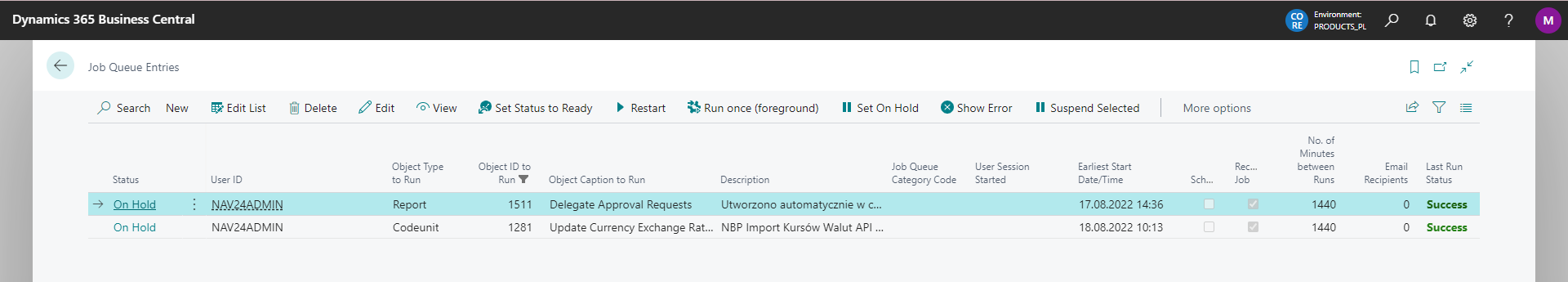 Job Queue Entries