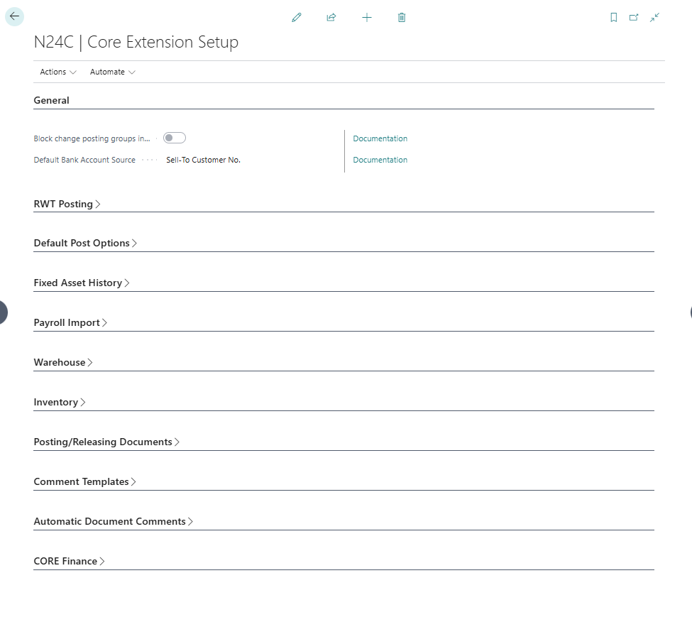 Core Extension Setup