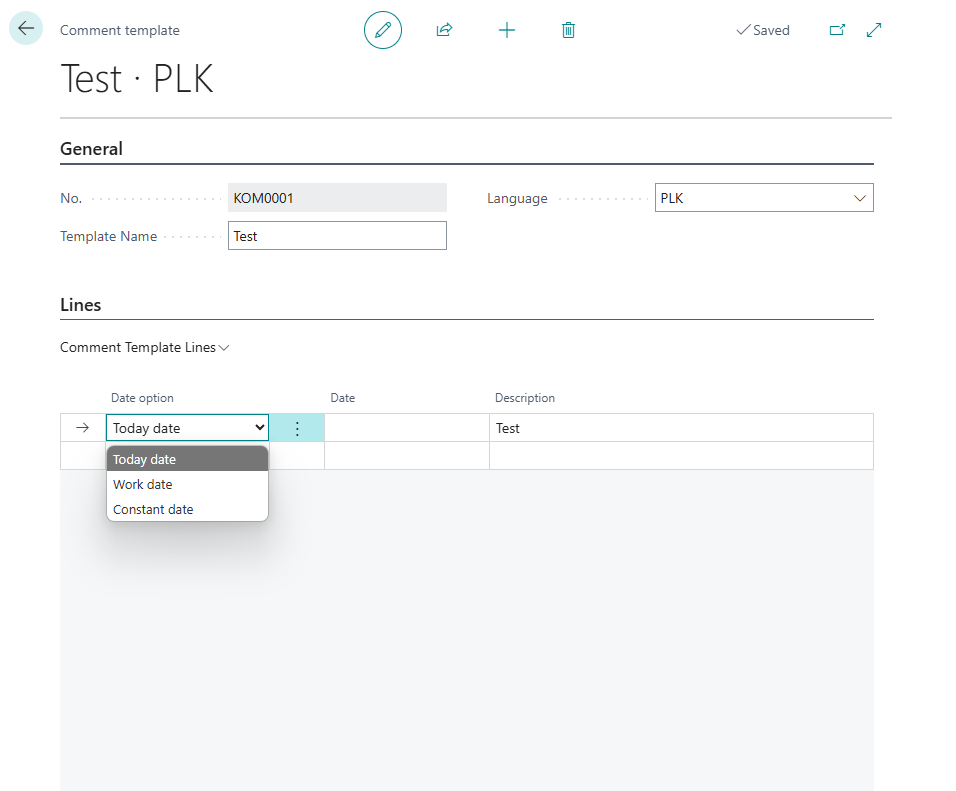 Example Comment Template
