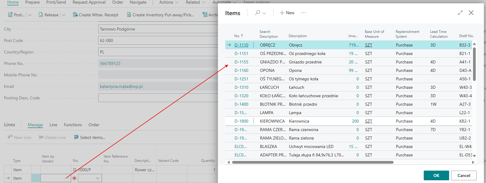 Item By Vendor Example