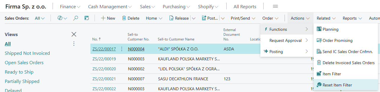 Reset Item Filter – Ribbon