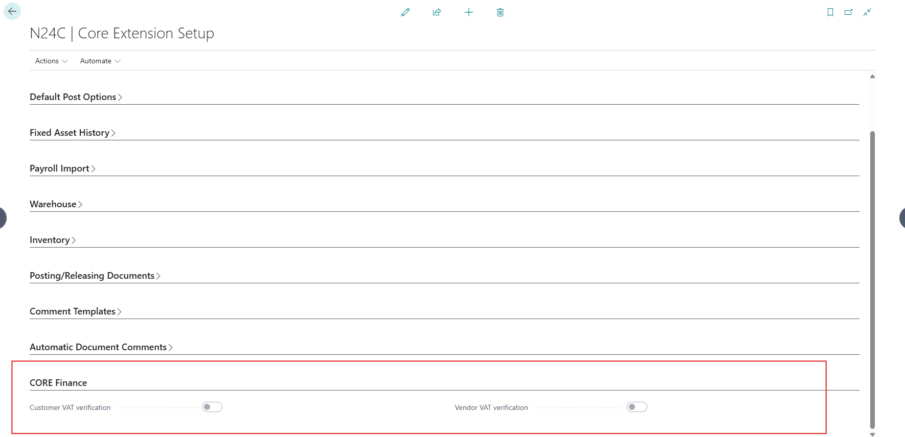 CORE Extension Setup
