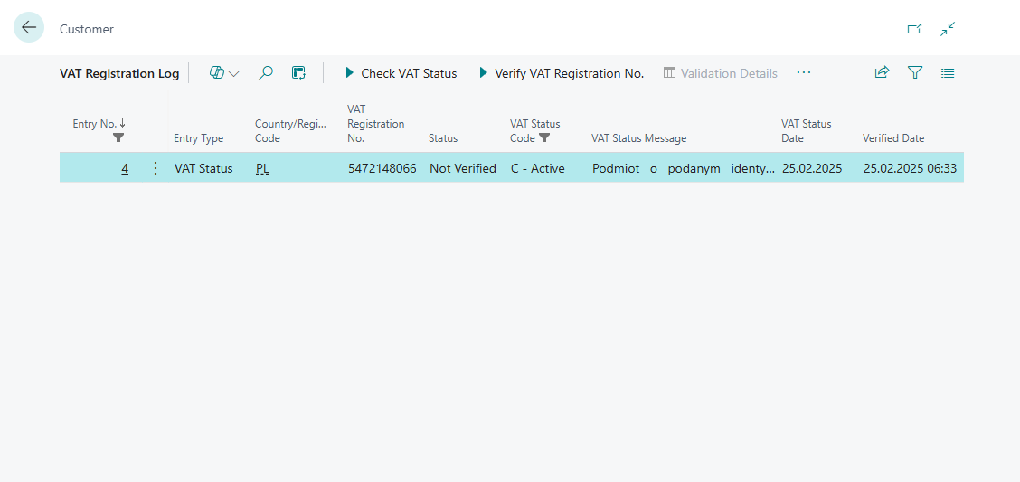 VAT Registration Log