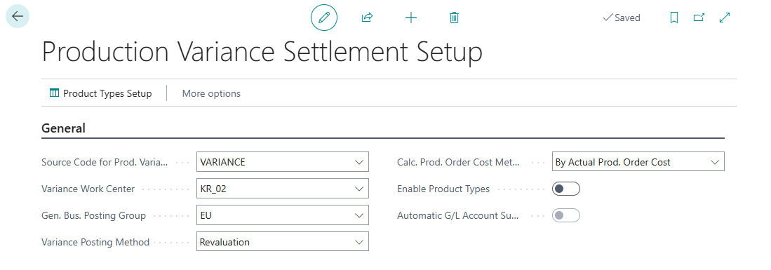 Variance Settlement Settings
