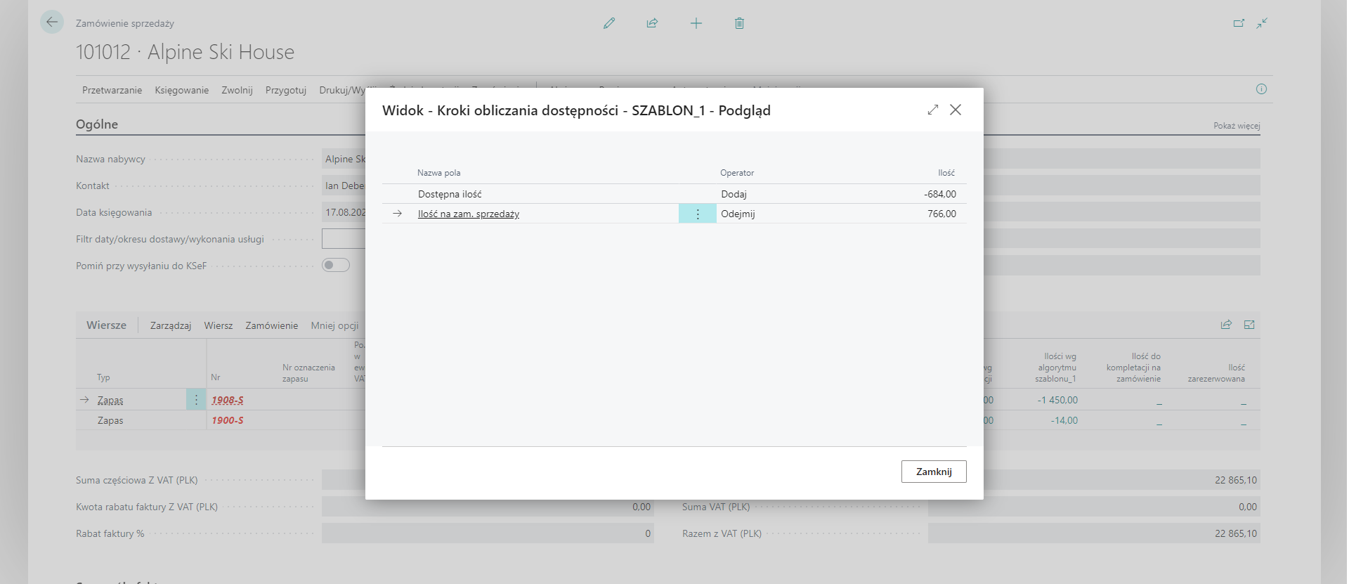 Szczegóły kalkulacji