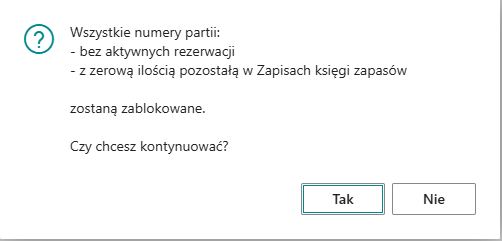 Blocking Not Used Lot Numbers