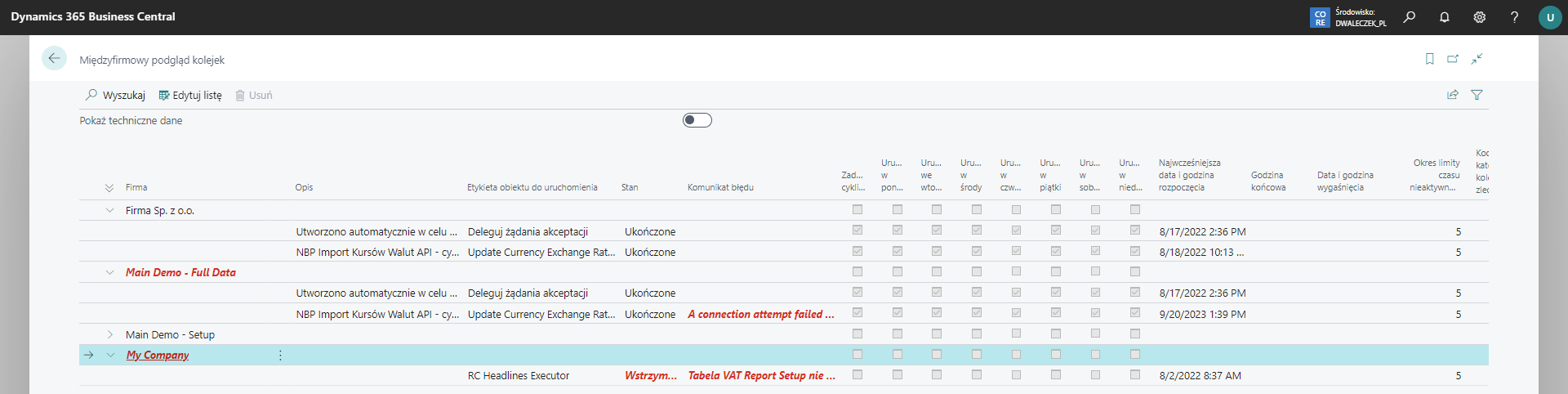 Kolejki międzyfirmowe