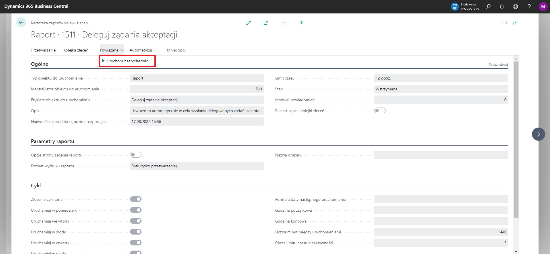 Job Queue Entry Run Directly