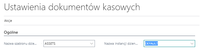 Strona ustawień dokumentów kasowych z dziennikiem i seriami numeracji