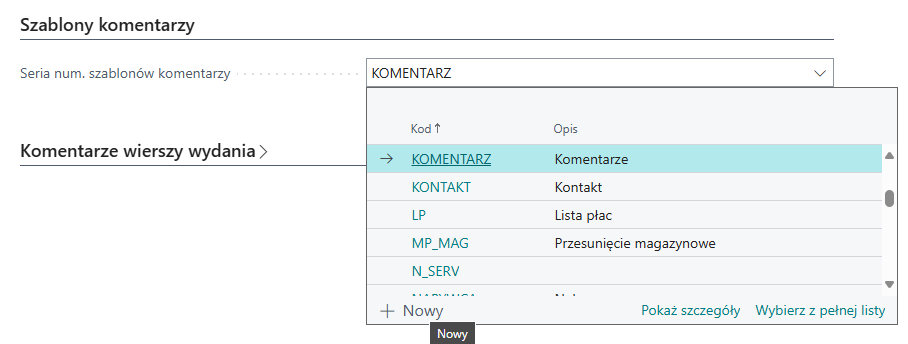 Dodanie serii numeracji