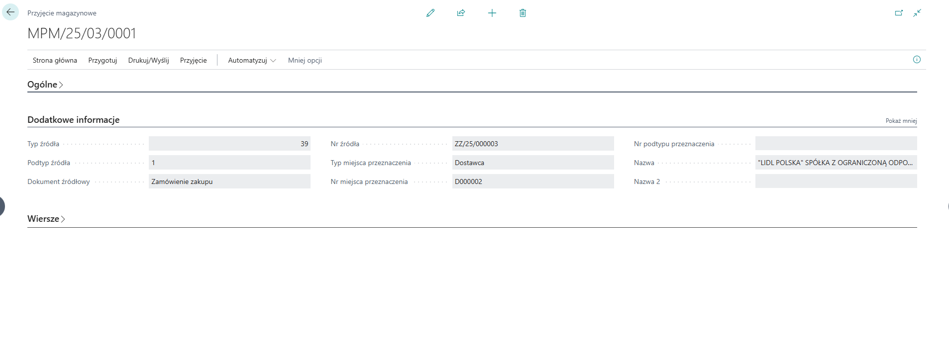 Additional Whse. Info Example