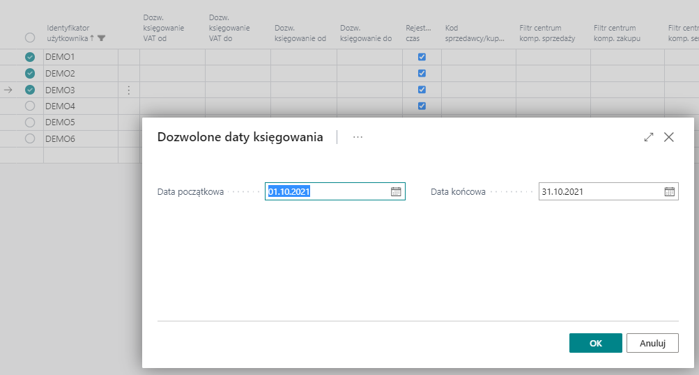 Allowed Posting Dates Change