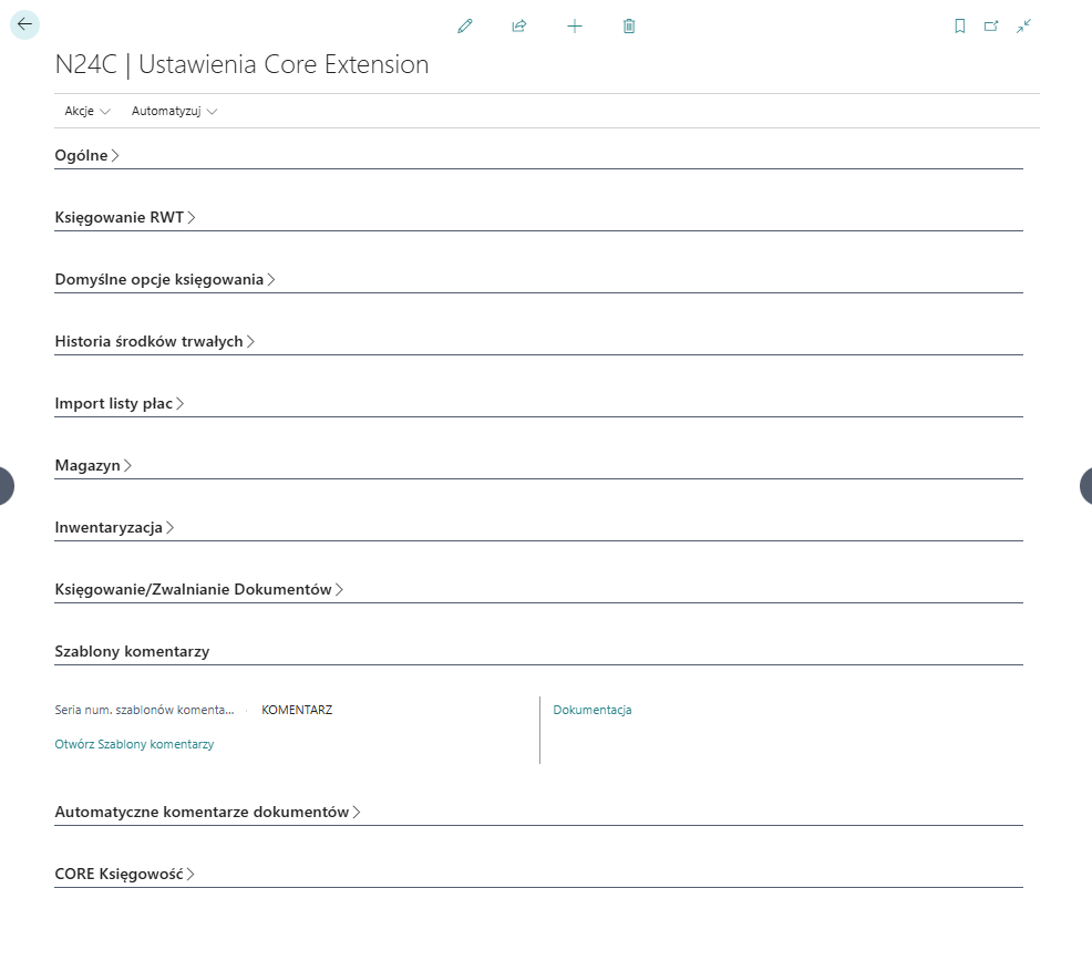Core Extension Setup