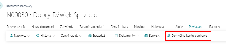 Default Customer Bank Account