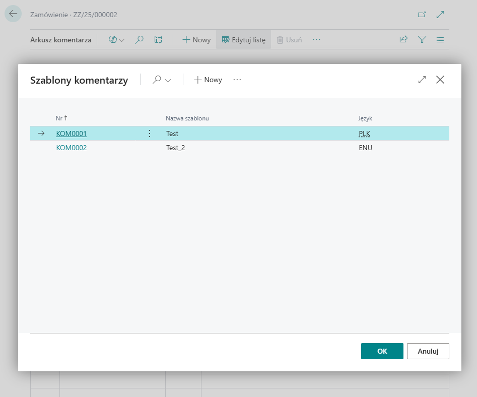 Podgląd zaimportowanych komentarzy