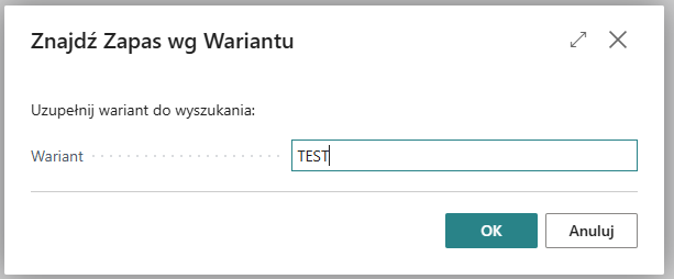 Szukaj wg wariantu – okno