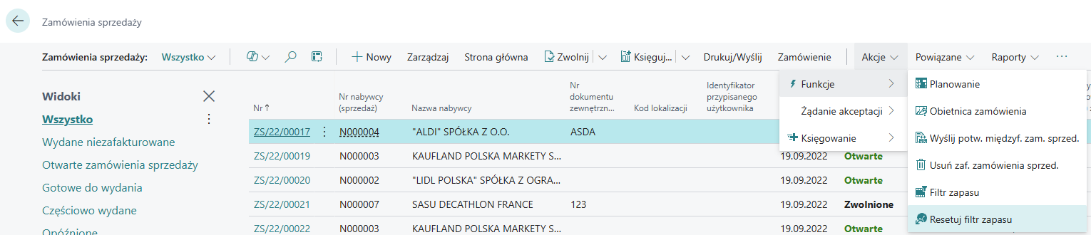 Wyczyść filtr zapasu – wstążka