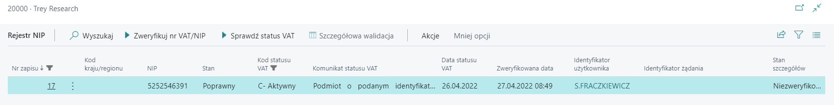 VAT Registration Log
