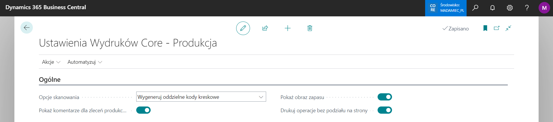 CorePrintoutsManufacturingSetup
