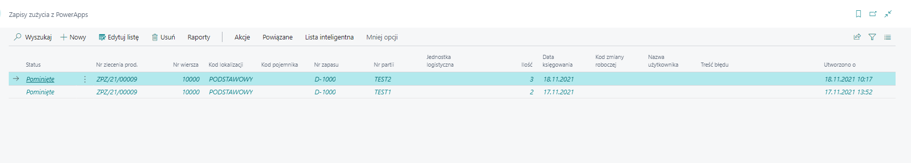 ShopFloor Consumption Entry